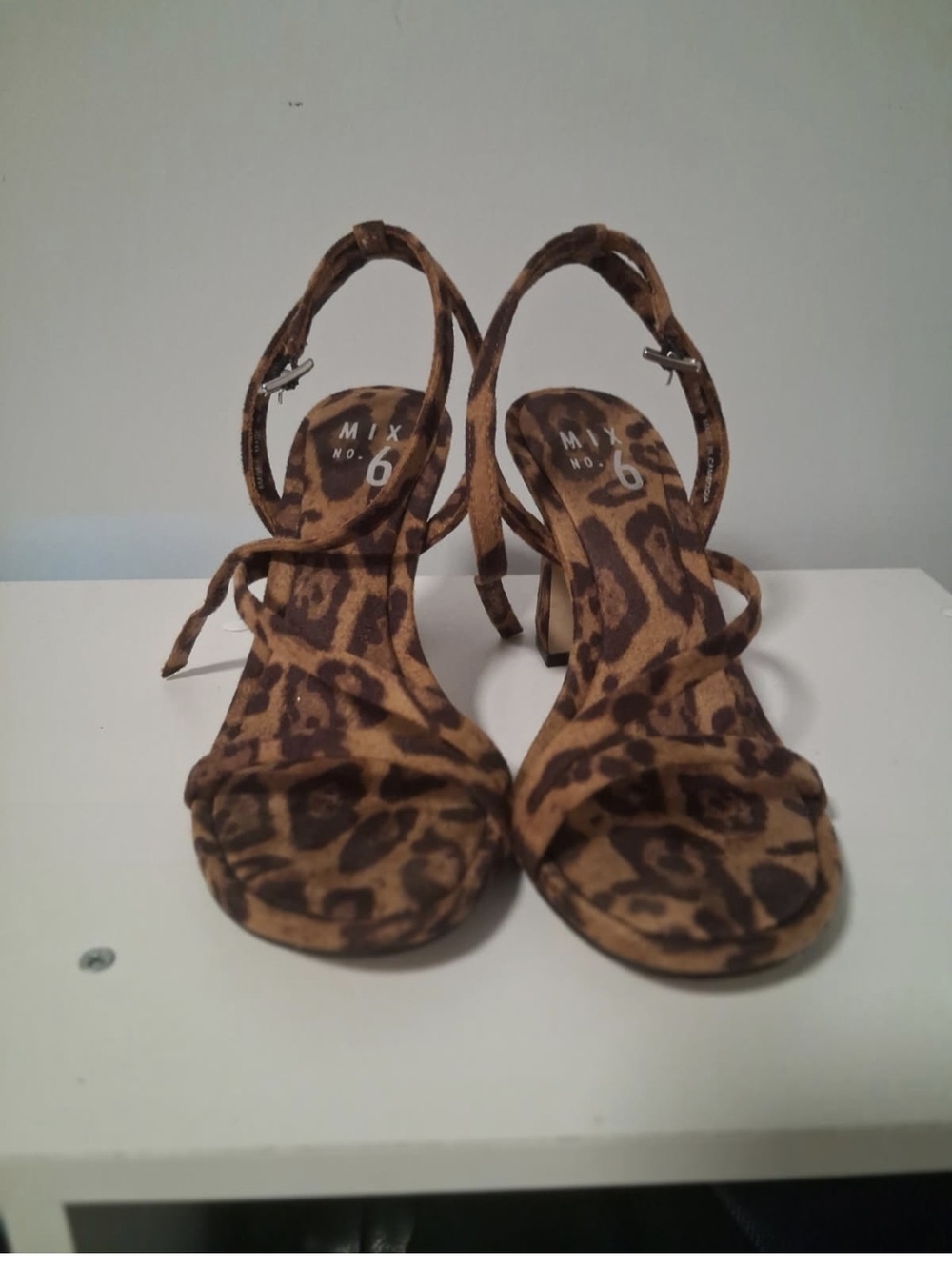 Mix No. 6 Leopard Print Strappy Heels - Brown and Black
